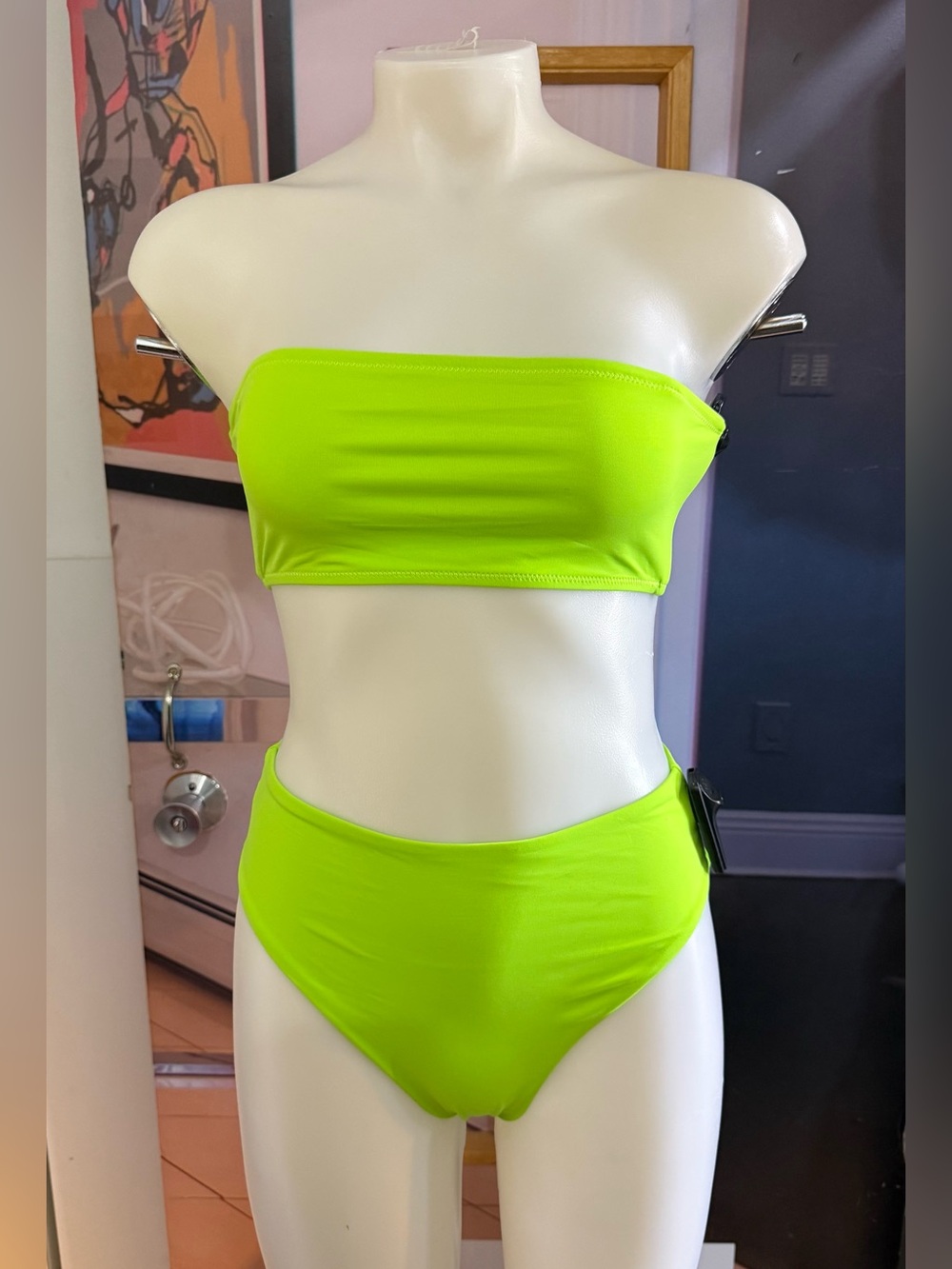 SKIMS Neon Lime Green Bandeau Bikini Set